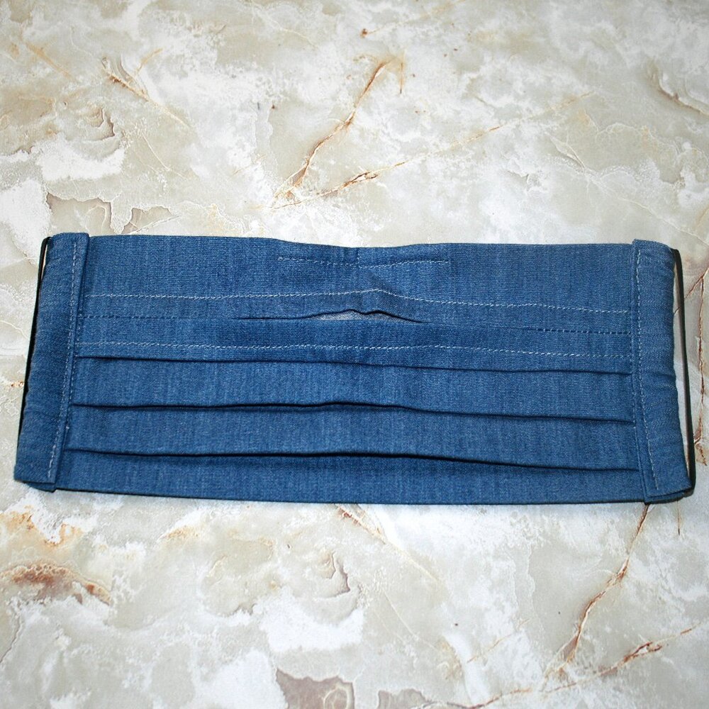 HAND CRAFTED Face Mask Chambray Denim Adult Cloth Fabric Solid - Pocket Style - Picture 6 of 15